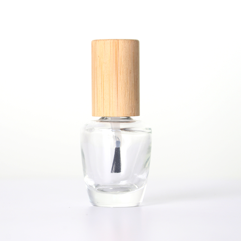 Clear Empty Glass Nail Polish Bottle with Bamboo Lid