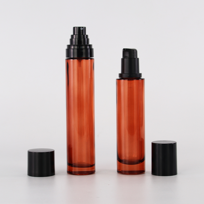 120ml amber glass toner bottle with black mist sprayer and cover