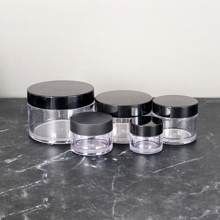 Thick Wall PET Plastic Cream Jars With Black PP Lid Wholesale Price