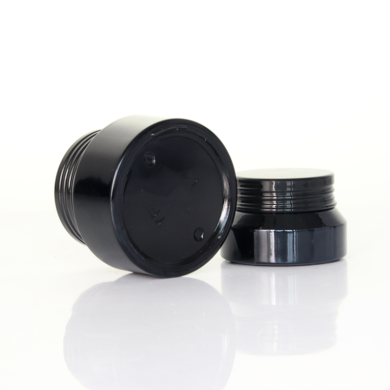 Black Glass Slant Shoulder Jar with Screw Lid