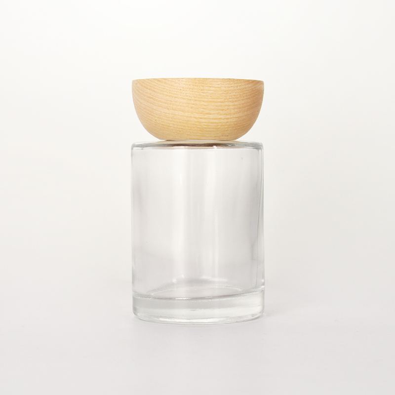 Semi-round Wooden Lid Thick Bottom Glass Reed Difusser Bottle