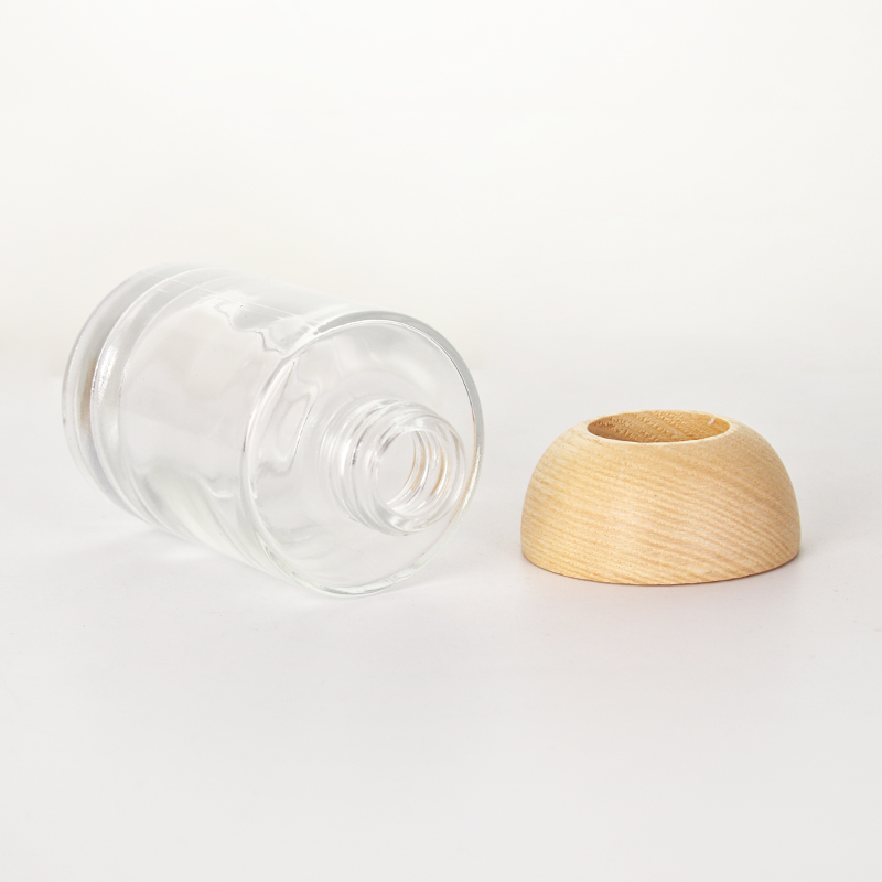 Semi-round Wooden Lid Thick Bottom Glass Reed Difusser Bottle