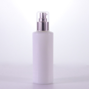 Opal White Glass Lotion Bottle with Silver Pump